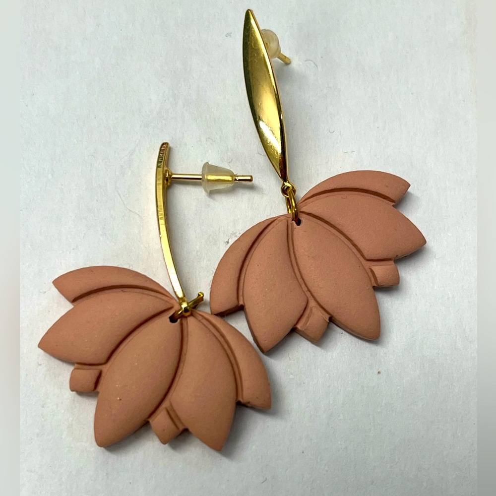 Polymer clay lotus earrings